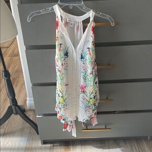 Vibrant Floral Button-Down Tank Top
